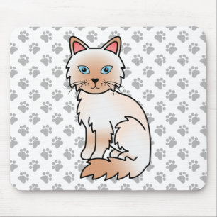 Tapis De Souris Birman / Ragdoll Point Rouge Chat & Pattes Mignon
