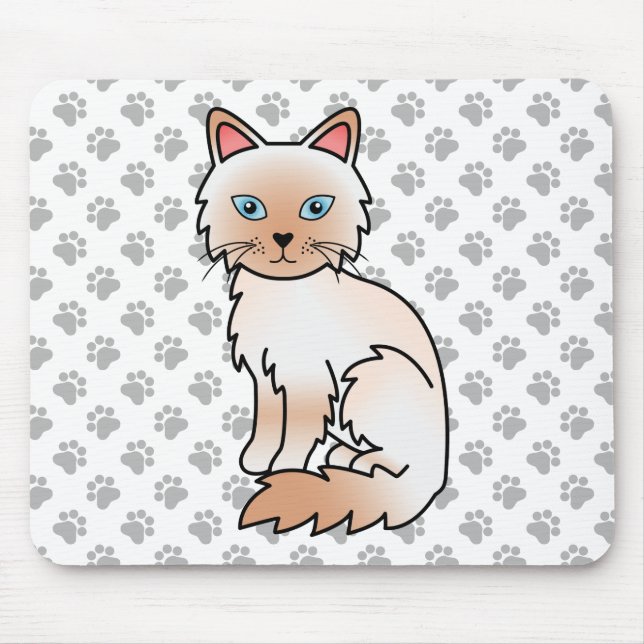 Tapis De Souris Birman / Ragdoll Point Rouge Chat & Pattes Mignon (Devant)