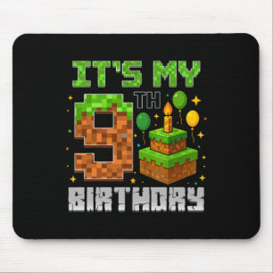 Tapis De Souris Birthday Boy C'est mon 9e anniversaire Gamer Pixel