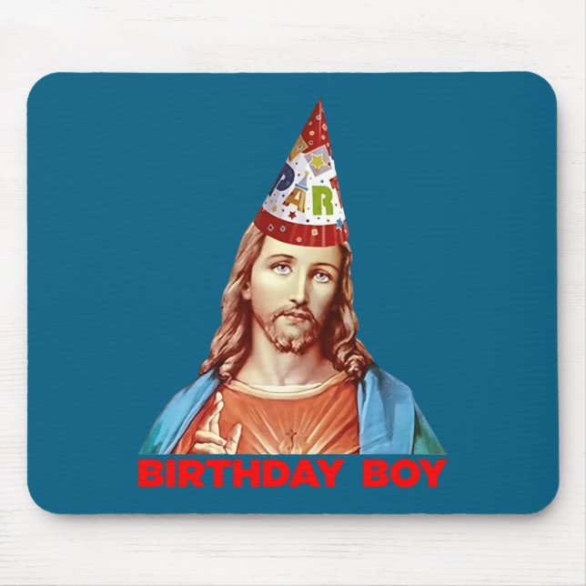 Tapis De Souris Birthday Boy Jesus Funny Christmas Party Hat Long  (Devant)