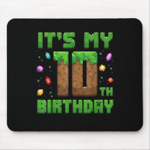 Tapis De Souris Birthday Boy Son 10e Anniversaire Gamer Pixel Numb