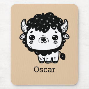 Tapis De Souris Bison bouffant Baby - Kawaii Farm Animal Art