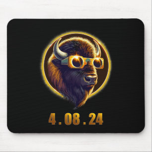 Tapis De Souris Bison Buffalo Portant des Gles Solar 2024 Eclipse