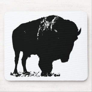 Tapis De Souris Bison de bison noir et blanc Pop Art