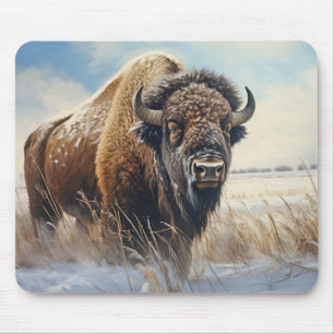 Tapis De Souris Bison de Buffalo Animaux Faune Wilderness Coloré