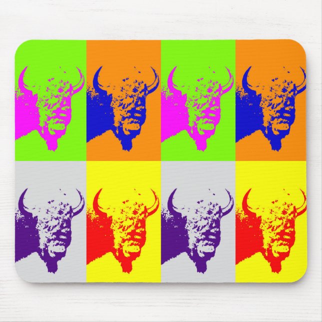 Tapis De Souris Bison de Buffalo Art Pop de 4 couleurs (Devant)