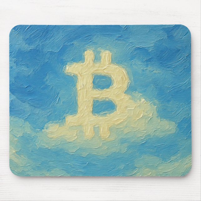 Tapis De Souris Bitcoin ciel bleu (Huile, Style: 4) (Devant)