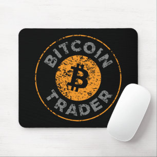 Tapis De Souris Bitcoin Trader Grunge Text Circle Outl. Gris noir