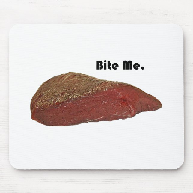 Tapis De Souris Bite Me Funny Steak Beef Pun Joke (Devant)