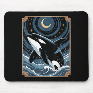 Tapis De Souris Bizarre D'Orca Sur Une Carte Tarot Nig