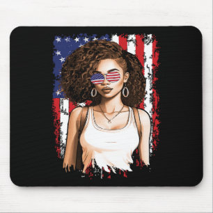 Tapis De Souris Black African American 4 juillet Drapeau Patriotiq