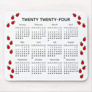 Tapis De Souris Black and Red Ladybugs 2024 Calendrier Mousepad