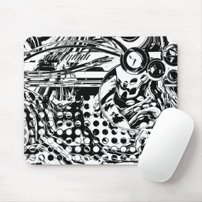 Tapis De Souris Black and White Geometric Art 20 (Avec souris)
