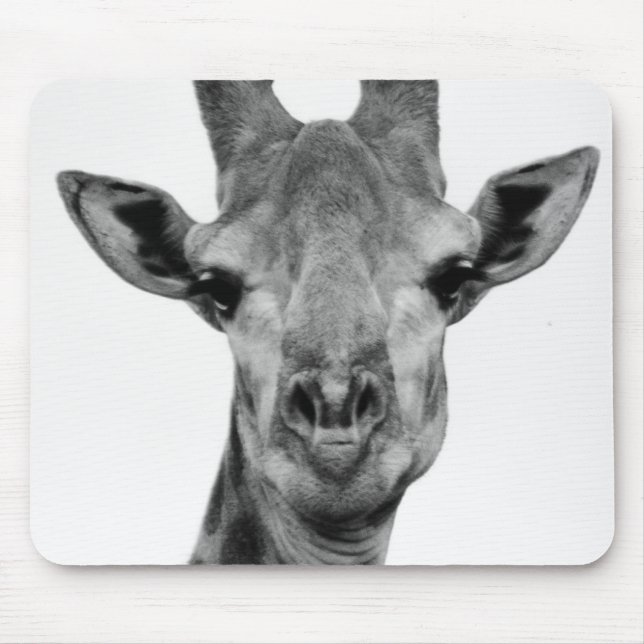 Tapis De Souris Black and White Giraffe Photograph (Devant)