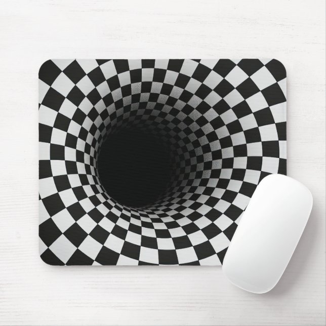 Tapis De Souris Black and White Optical Illusion Hole (Avec souris)