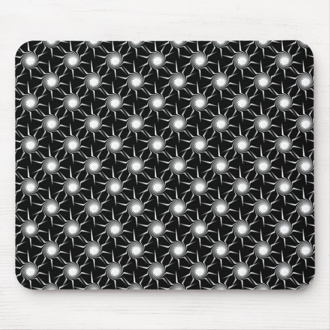 Tapis De Souris Black and White Swirling Suns Mousepad (Devant)