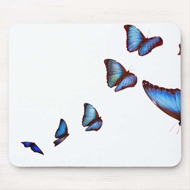 TAPIS DE SOURIS BLACK ANTIQUE LACE BLUE BUTTERFLIES MOUSE PAD (Devant)