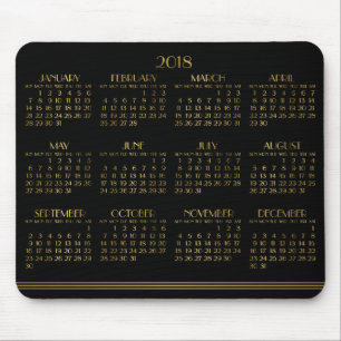 Tapis De Souris Black Art Déco Gold Calendrier Annuel 2018 Mousepa