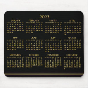 Tapis De Souris Black Art Déco Gold Calendrier Annuel 2023 Mousepa