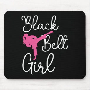 Tapis De Souris Black Belt Girl - Karate Taekwondo Kung Fu Jiu Jit