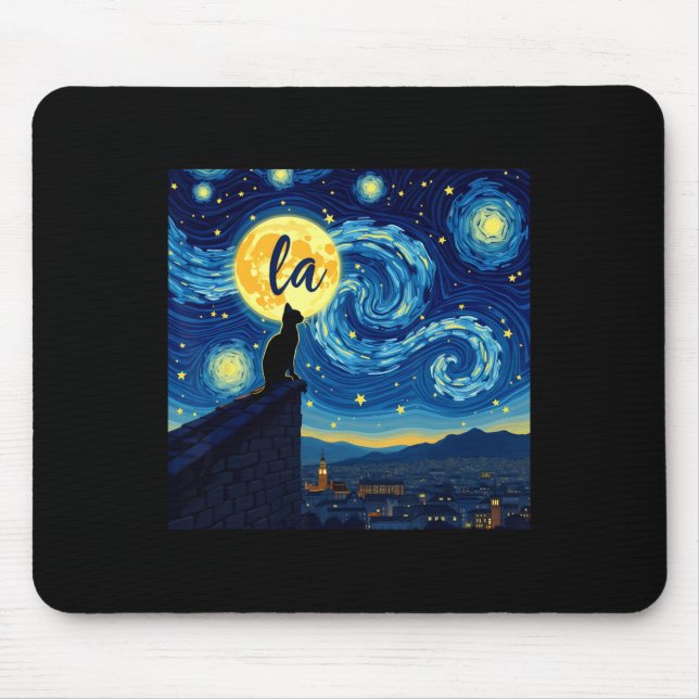 Tapis De Souris Black Cat Comma La Kamala Harris Halloween Starry (Devant)