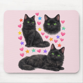 Tapis De Souris black cat kawaii cute rainbow pet mom