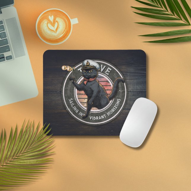 Tapis De Souris Black Cat Sunset : Un voyage pour PROSPÉRER (Black Cat Sunset: A Voyage to THRIVE Mouse Pad)