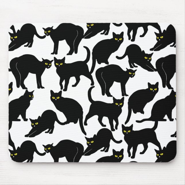 Tapis De Souris Black Cats on White (Devant)