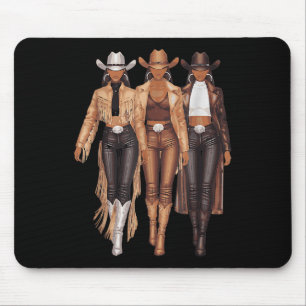 Tapis De Souris Black Cowgirl Western Tee Rodeo Pays Femmes Juin