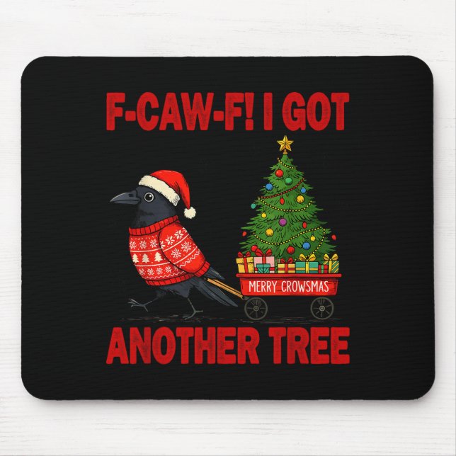 Tapis De Souris Black Crow F-caw-f Funny Bird Merry Crowstmas Adul (Devant)