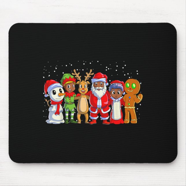 Tapis De Souris Black Family Christmas Afro African American Santa (Devant)