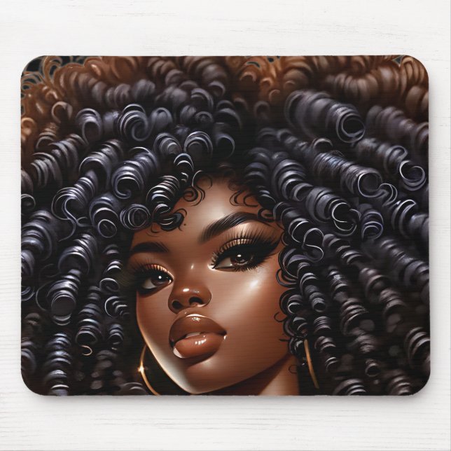 Tapis De Souris Black girl magie reine melanin femme sista queens (Devant)