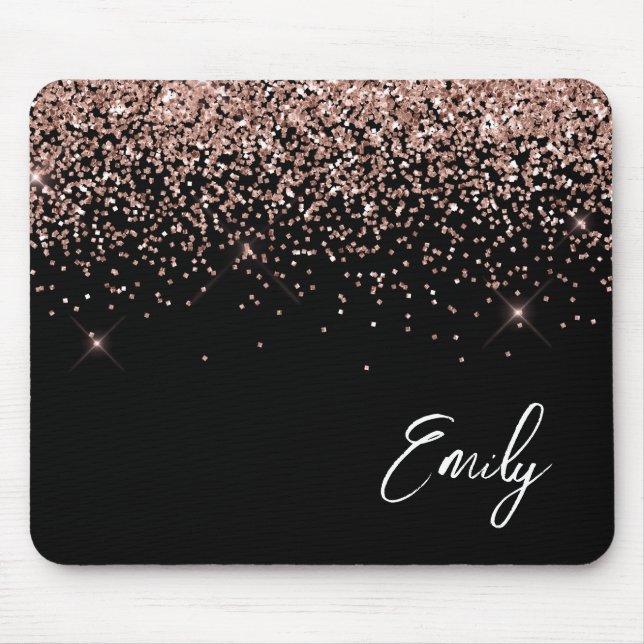 Tapis De Souris Black Girl Rose Gold Blush Parties scintillant ros (Devant)
