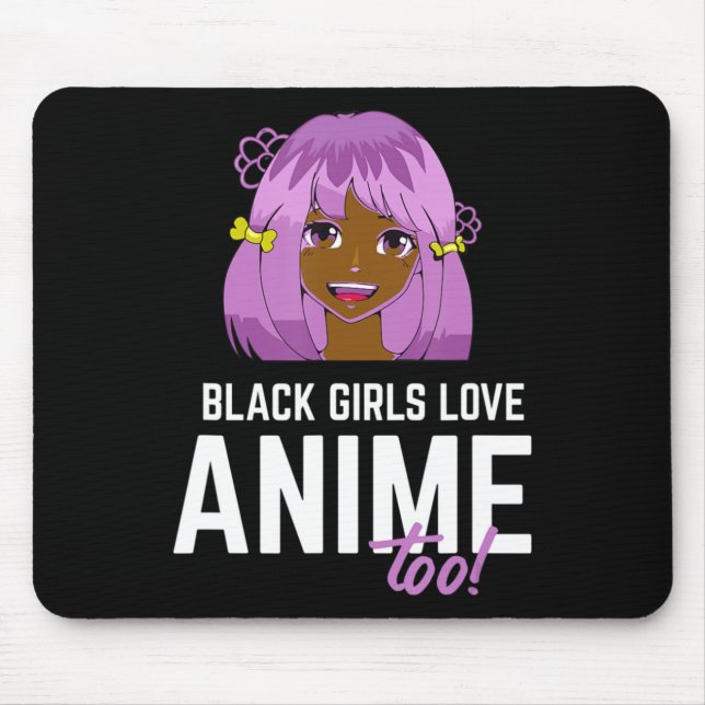 Tapis De Souris Black Girls Aime Anime Too African American (Devant)