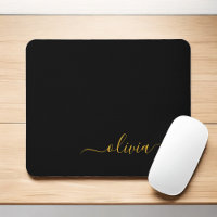Black Gold Girly Script Monogram Name Modern