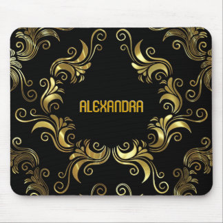 Tapis De Souris Black & Gold - Monogramme personnalisé