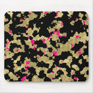 Tapis De Souris Black Gold Parties scintillant Hot rose Abstrait P