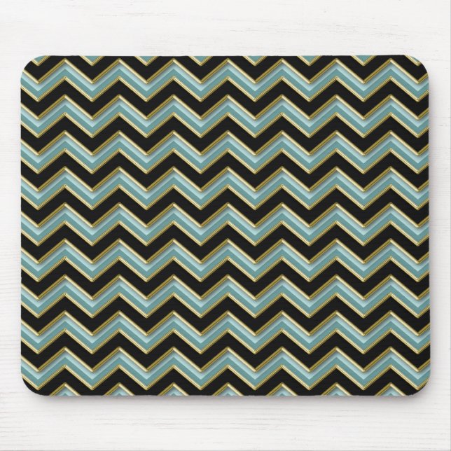 Tapis De Souris Black Gold Turquoise ZigZag (Devant)