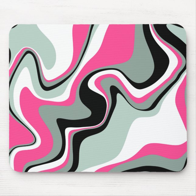 Tapis De Souris Black, Gray and Pink Fluid Abstract (Devant)