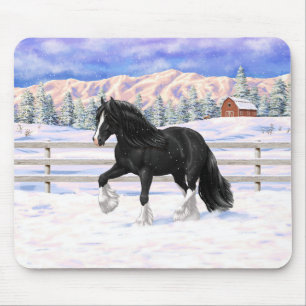 Tapis De Souris Black Gypsy Vanner Irlandais Cob Brouillon Cheval 