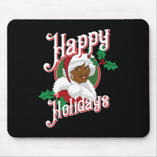 Tapis De Souris Black happy holiday afro-américain père Noël mrs c