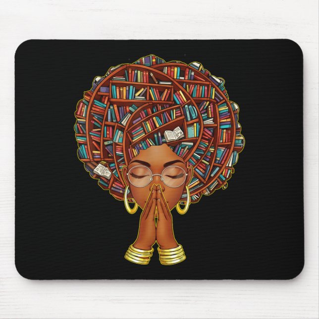 Tapis De Souris Black History Month Afro Book Lover Women Girls Li (Devant)