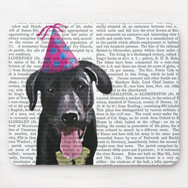 Tapis De Souris Black Labrador Avec Casquette de fête (Devant)