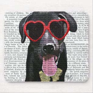 Tapis De Souris Black Labrador Avec Lunettes de soleil Coeur