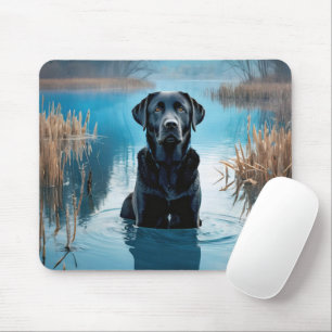 Tapis De Souris Black Labrador Retriever Dans Lake Water