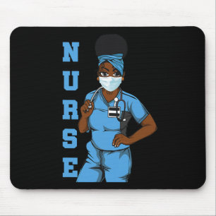 Tapis De Souris Black Nurse Uniforme Visage Masque Afro Africain F