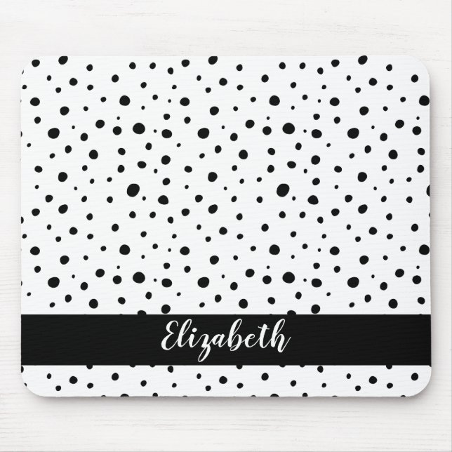 Tapis De Souris Black Polka Dots Abstract Minimal Name (Devant)