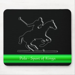 Tapis De Souris Black Polo Pony et Rider, bande chromée verte
