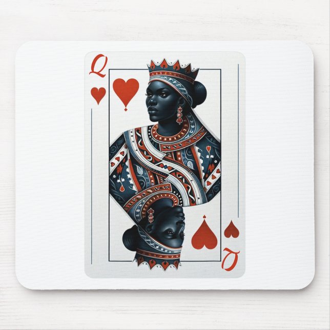 Tapis De Souris Black Queen Of Hearts Card Deck Jeu Fier Black W (Devant)