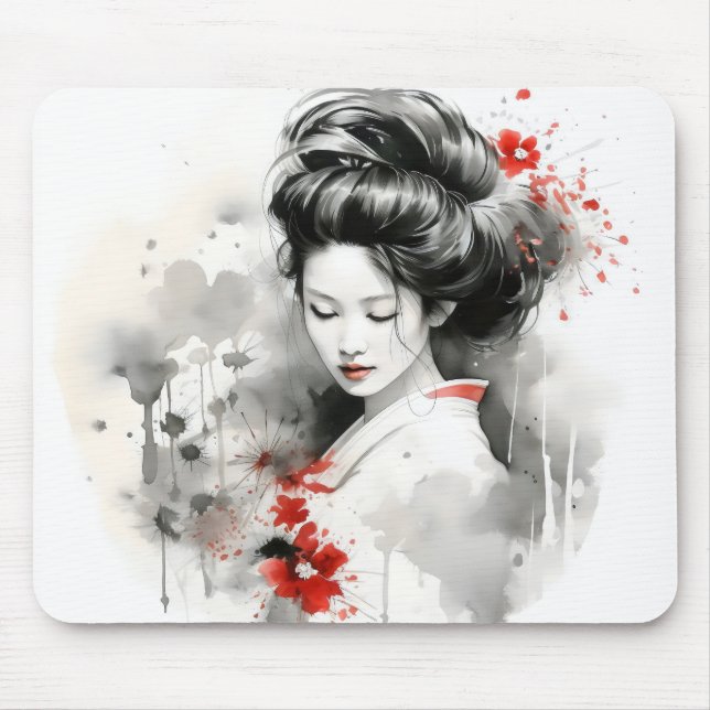 Tapis De Souris Black Red Geisha (Devant)